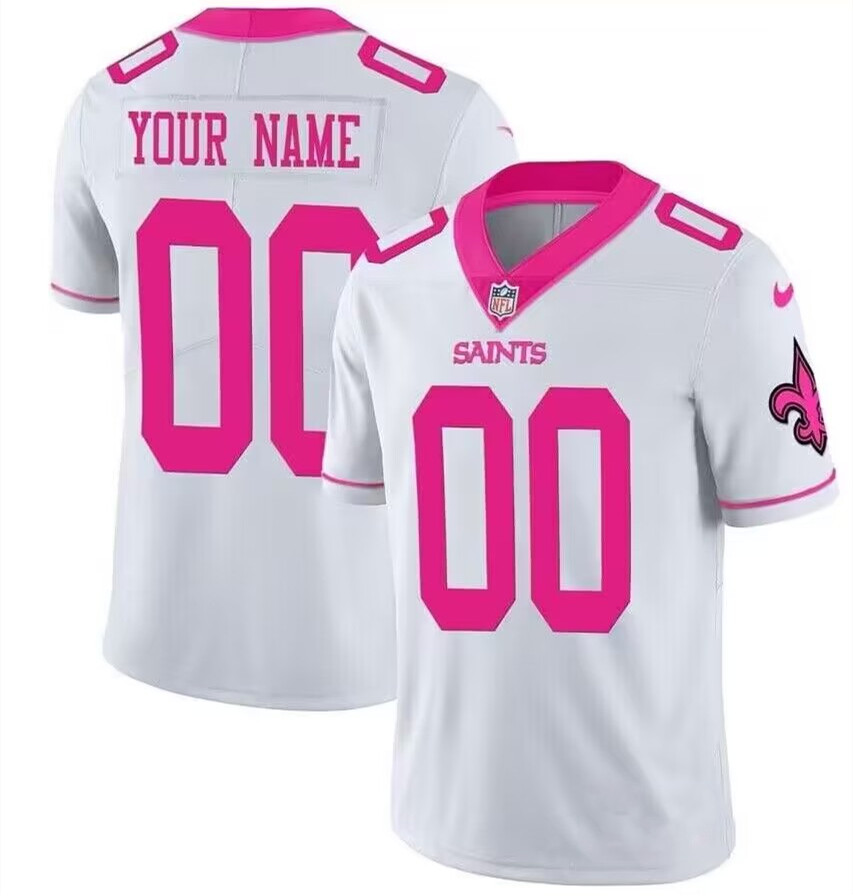 Men's New Orleans Saints ACTIVE PLAYER Custom Pink/White Vapor Untouchable Limited Stitched Football Jersey Men's New Orleans Saints ACTIVE PLAYER Custom Pink/White Vapor Untouchable Limited Stitched Football Jersey